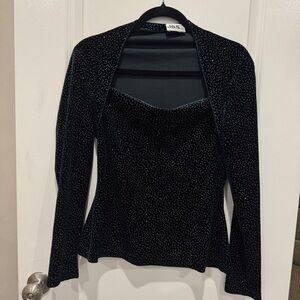 JBS vintage Dark Green Sparkle Long Sleeve Top